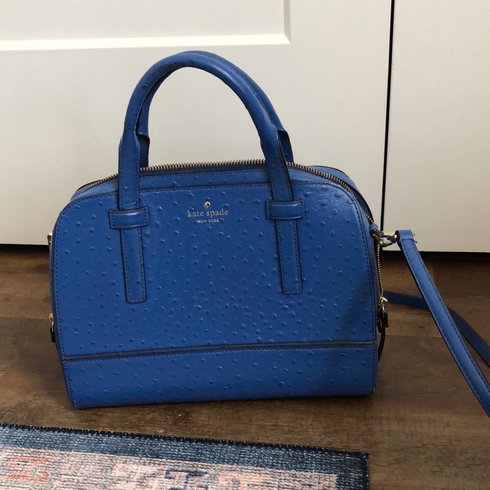 Kate Spade blue ostrich satchel